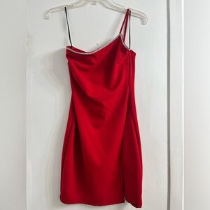 Elegant Red Dress with Rhinestone Strap